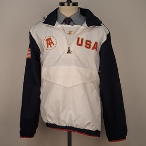 BARSTOOL x Starter Windbreaker USA‎ White Nylon Sz L Jacket RARE NEW